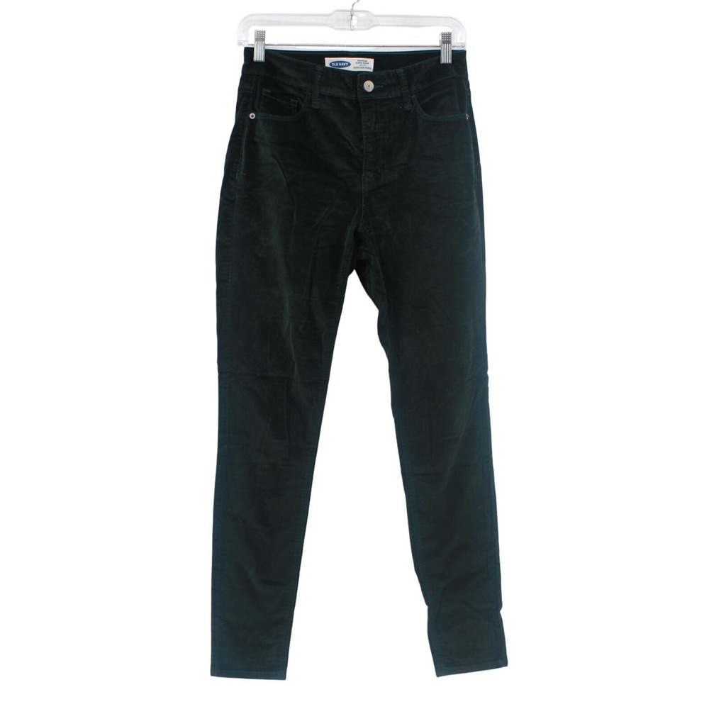 Old Navy Rockstar Super Skinny High Rise Green Velvet Pants Grunge Indie Size 2‎